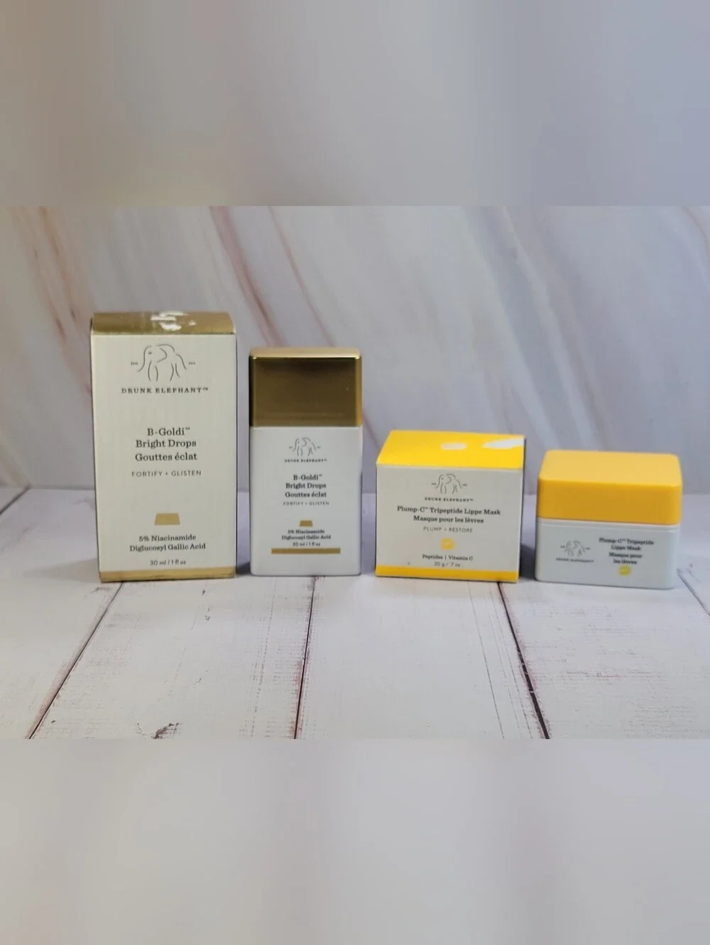 Drunk Elephant B-Goldi Drops & Plump-C Tripeptide Lippie Mask Bundle BNIB